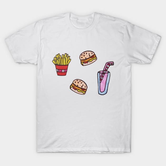 Fast food dinner (stickers) T-Shirt by MiaB Drawings